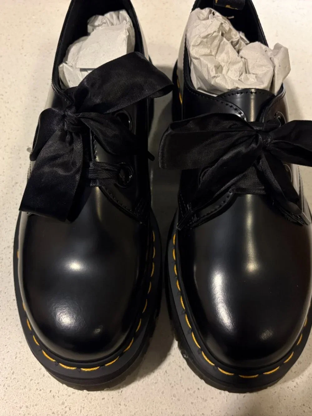 Dr. Martens Holly Leather Platform Shoes, Size 10